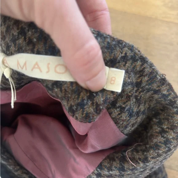 Anna Mason London Beau Trouser Wide Leg Pants Wool Tweed Plaid Check Brown Sz 4